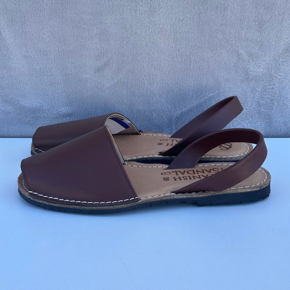 The Spanish Sandal Co Brown Leather Avarca Menorquina Slingback Sandals Size 39